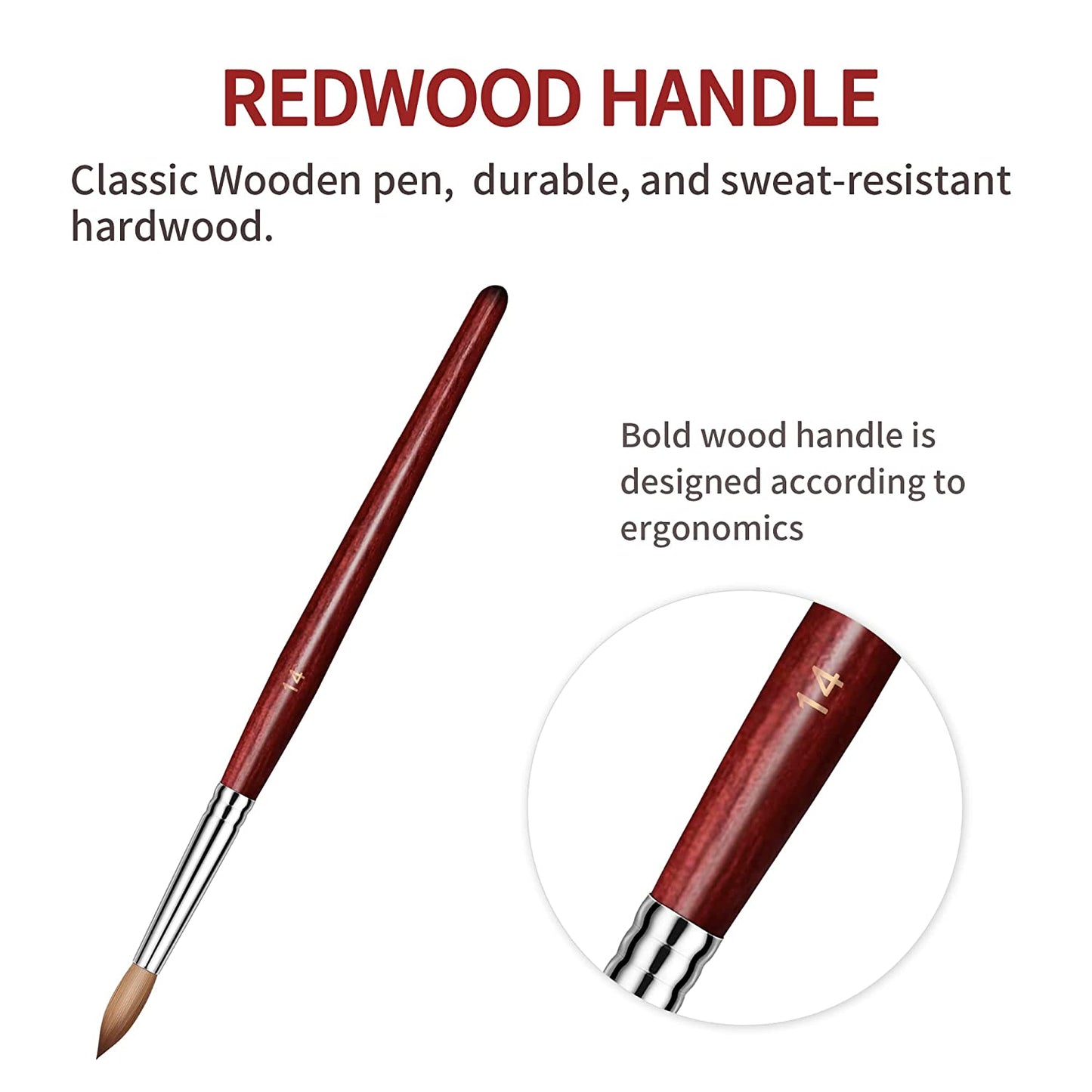 Gleevia 5Pcs Acrylic Nail Brush Set for Acrylic Nails Application, Nail Extension,3D Nail Carving, Nail Art Brushes with Wooden Handle for Beginner & Professional.