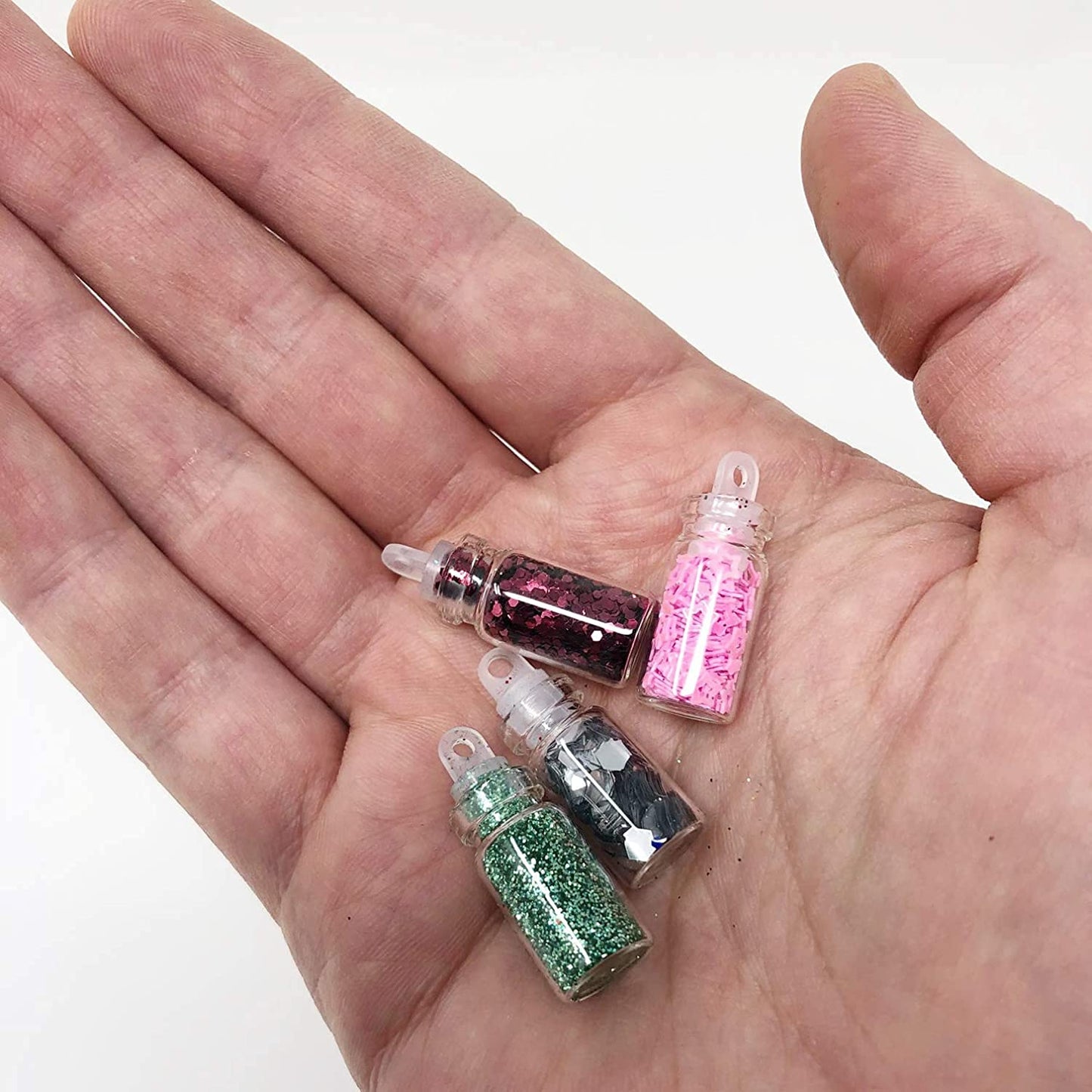 Gleevia Glitter Bottles 48in1 Resin Charm Glitter Sequins Mylar Set With Tweezer Combo (Multicolor)