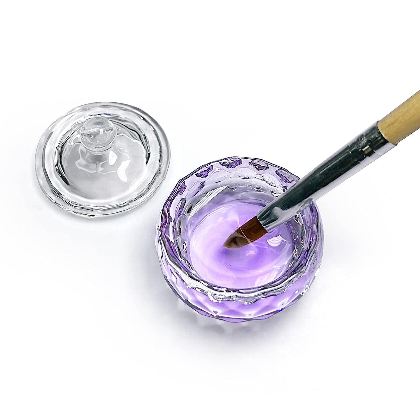 Gleevia Acrylic Liquid Powder Dappen Dish Bowl Glass Crystal Cup Glassware with Lid for Nail Art Manicure Care Tools