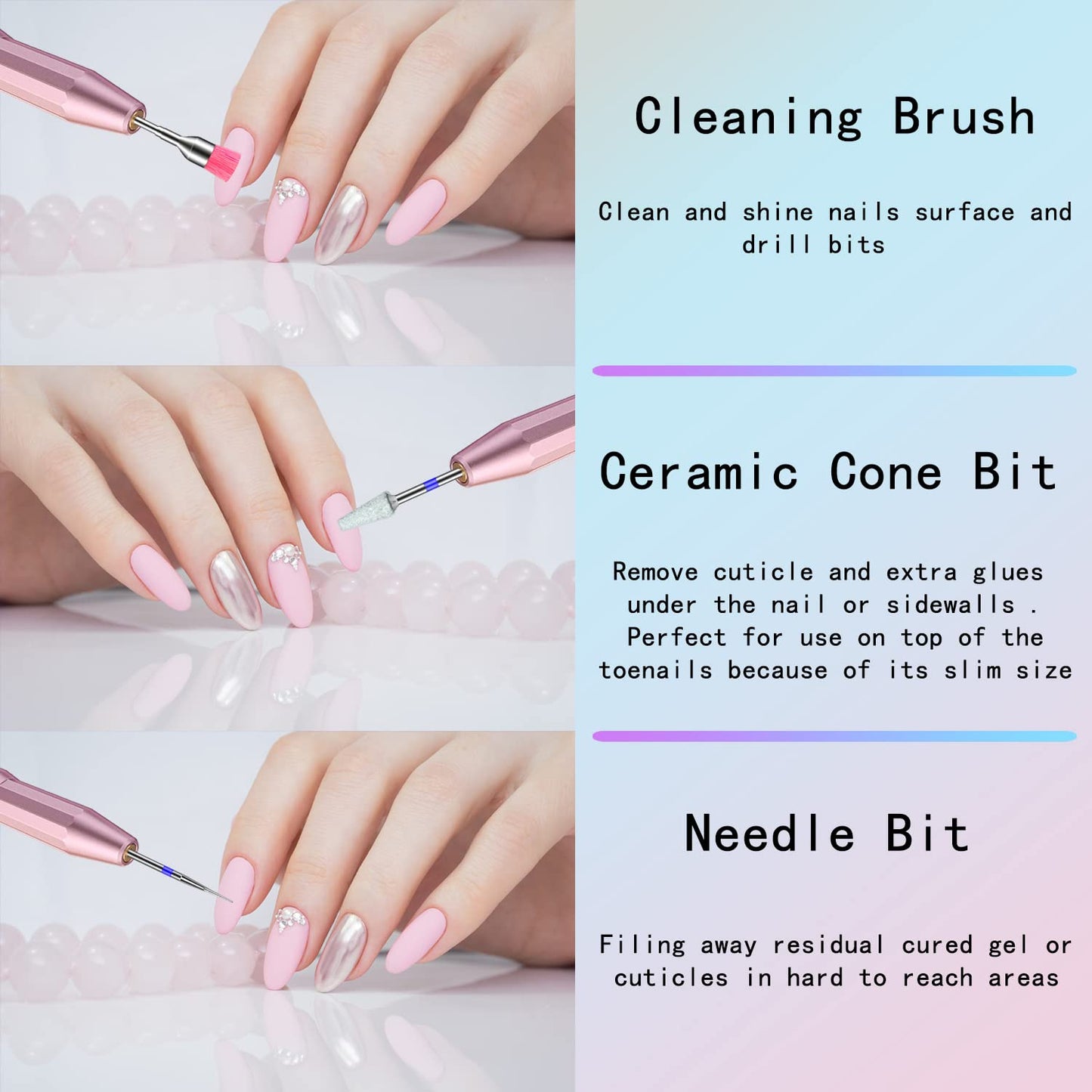 10pcs/set Nail Drill Bits Manicure Set Ceramic Drill Bit Nail Manicure Accessories Electric Nail Drill Bits Acrylic Drill Bits Set Tool