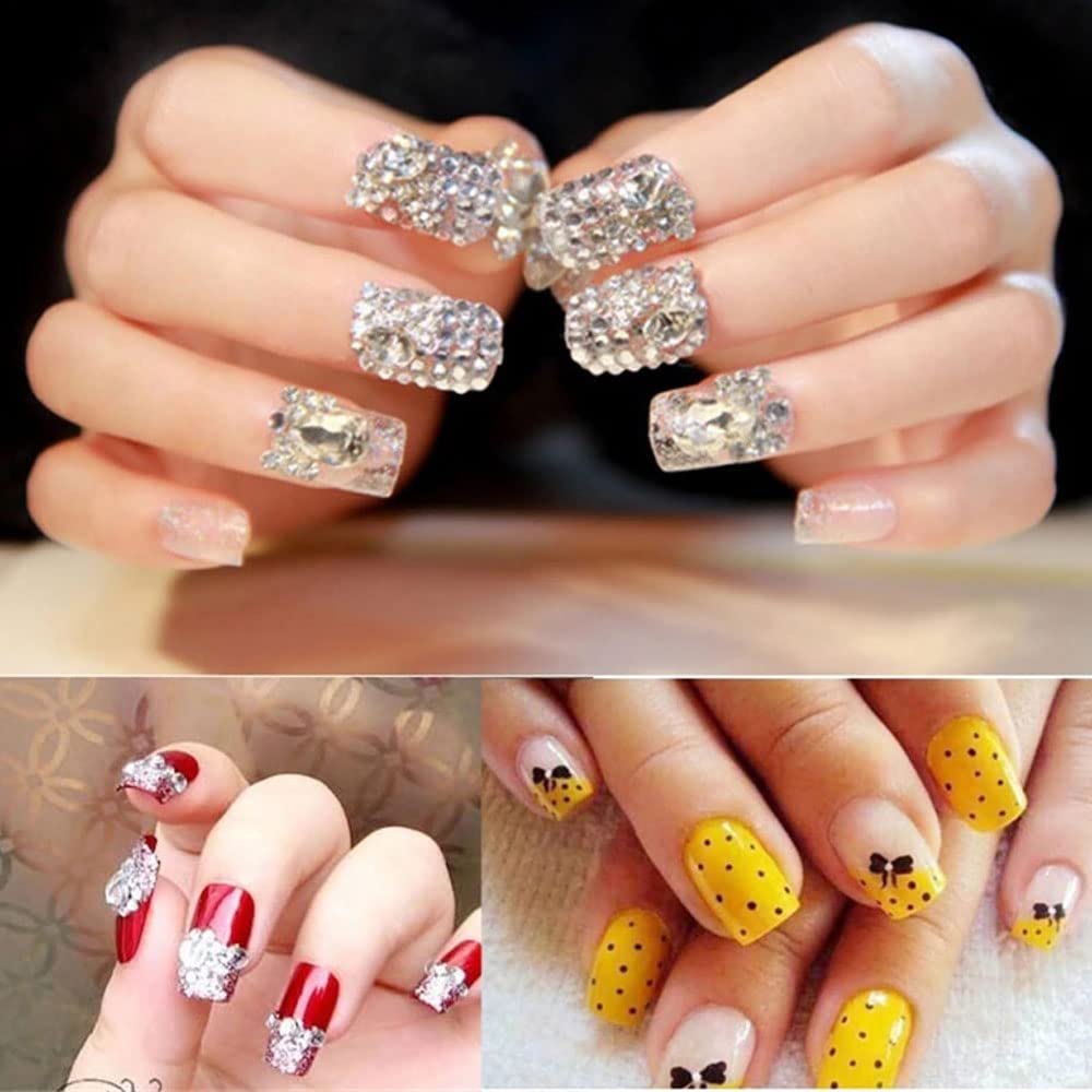 Double-head Wax Nail Rhinestone Picker Pencil Diamond Acrylic Handle Self-Adhesive Nail Art Design Dotting Pen Beads Crystal Gem Pick Up Applicator Tool with Storage Case