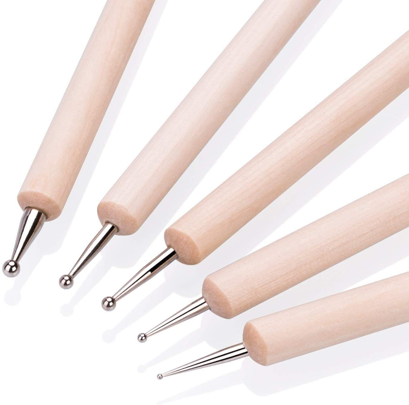 Wooden Dotting Pen 5pcs 2 Way Marbleizing Tools False Drawing Gel Polish Painting Brushes Nail Art Dot Doting Tools