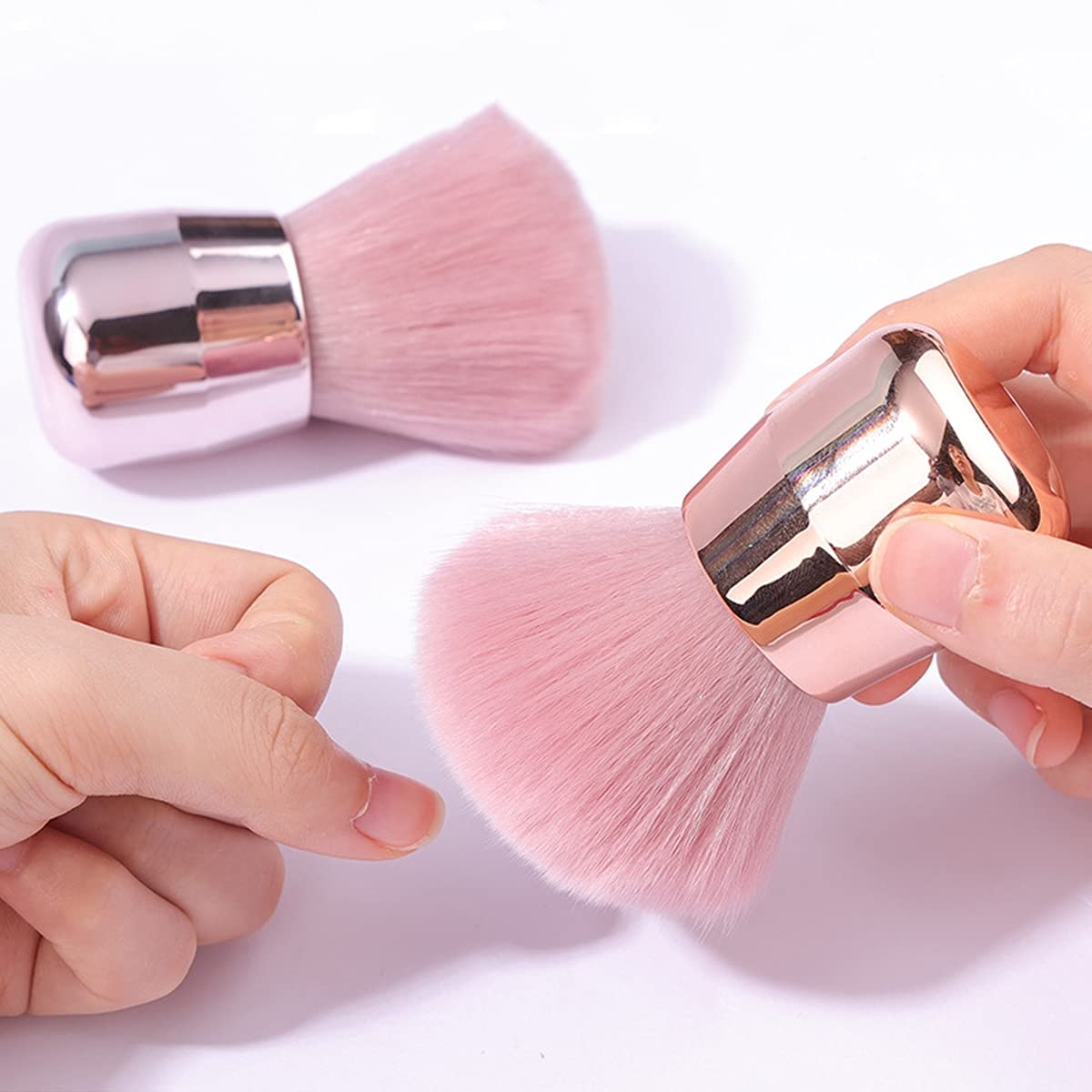Gleevia Nail Art Dust Powder Remover Brush, Nail Art Dust Cleaner Brush, Soft Kabuki Cleaner Brush for Makeup (Pink)