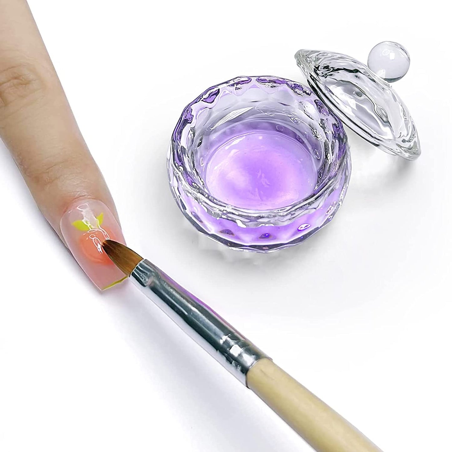 Gleevia Acrylic Liquid Powder Dappen Dish Bowl Glass Crystal Cup Glassware with Lid for Nail Art Manicure Care Tools