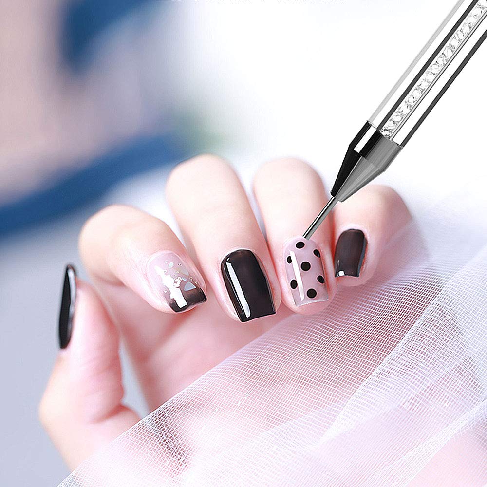 Double-head Wax Nail Rhinestone Picker Pencil Diamond Acrylic Handle Self-Adhesive Nail Art Design Dotting Pen Beads Crystal Gem Pick Up Applicator Tool with Storage Case