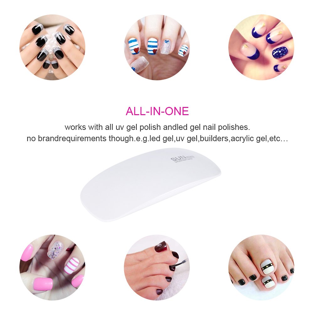 Gleevia Mini UV LED Nail Lamp, Portable Gel Dryer Mouse Shape Pocket Size Nail Dryer with USB Cable for All Gel Polish and Detection Lamp