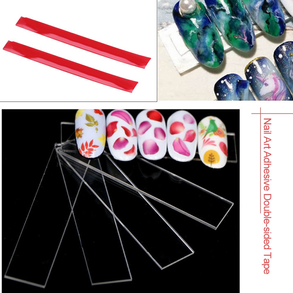 Double-Sided Tape,10m Nail Art Adhesive Double Sided Tape Red Film Clear Tape for Nail Display Lens Manicure Tool.