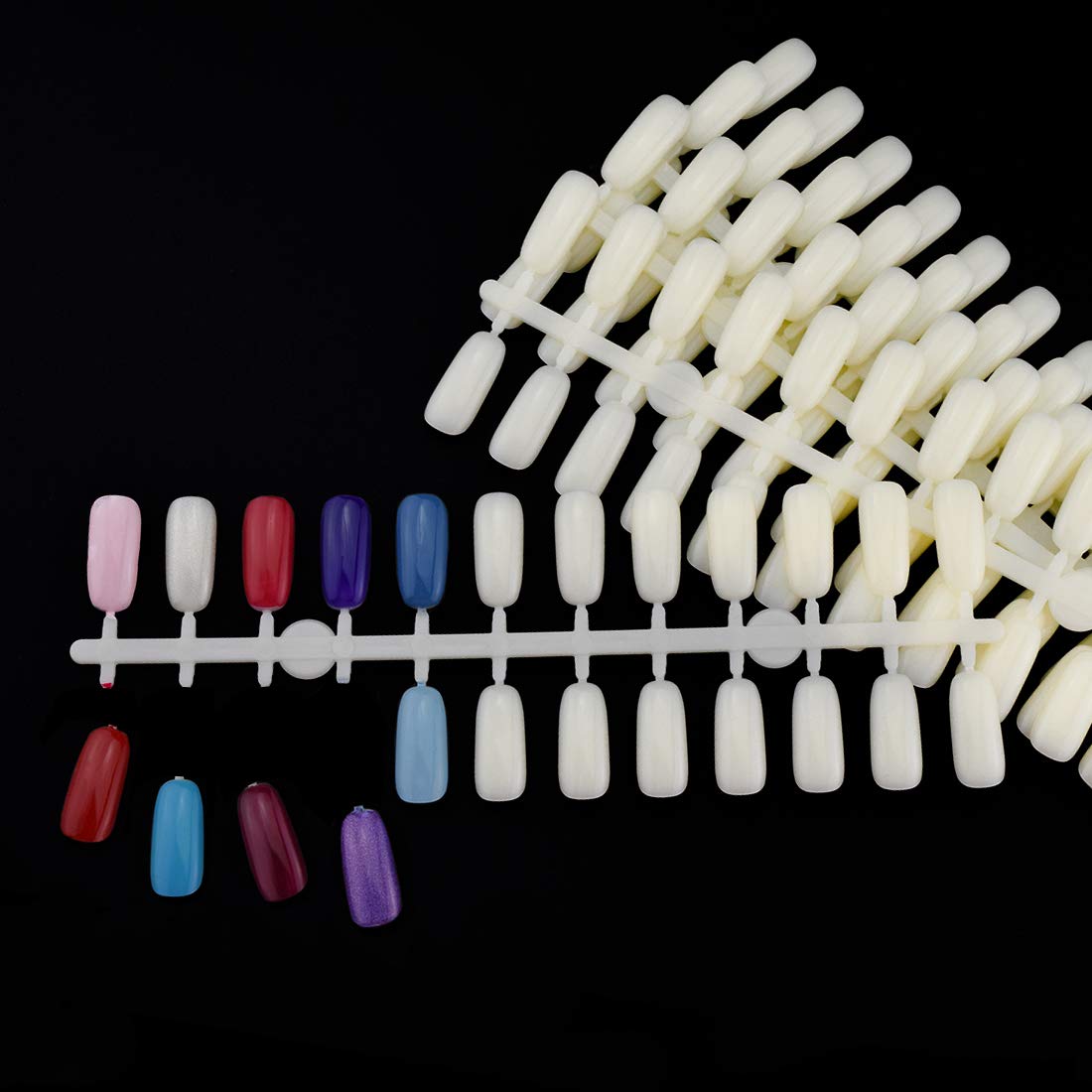 120 Pcs Natural Color Nail Art Polish Display False Nail Art Tips Display Practice Board Training Tips for Polish UV Gel (Nail art tips)