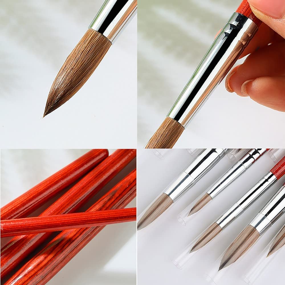 Gleevia 5Pcs Acrylic Nail Brush Set for Acrylic Nails Application, Nail Extension,3D Nail Carving, Nail Art Brushes with Wooden Handle for Beginner & Professional.