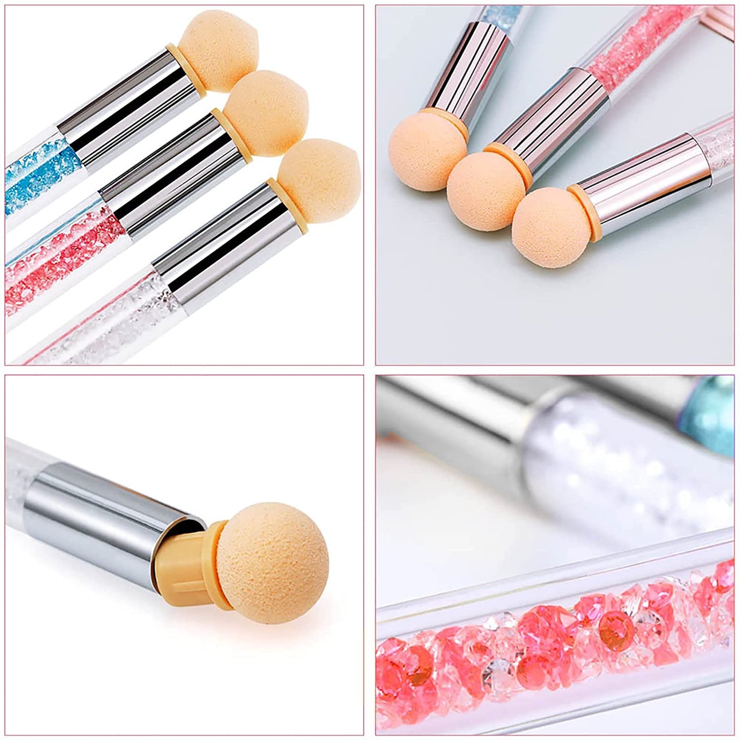 Ombre Sponge Nail Art Tool Pen Dual Head Nail Ombre Sponge Brush Picking Dotting Gradient with 4 Replacement Heads ( Pack of 1)