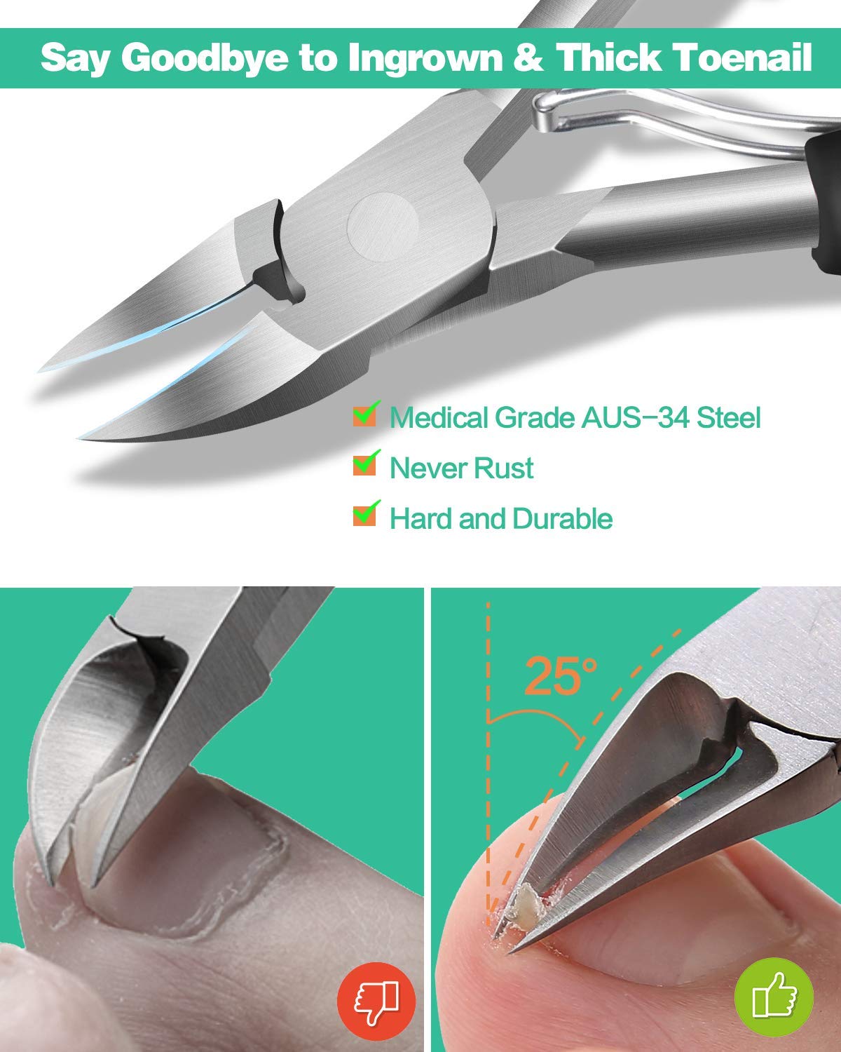 Nail Clippers for Thick or Ingrown Toe Nail,Professional Stainless Steel Toenail Trimmer Nipper for Podiatrist/Men/Women/Seniors/Adult (RED)