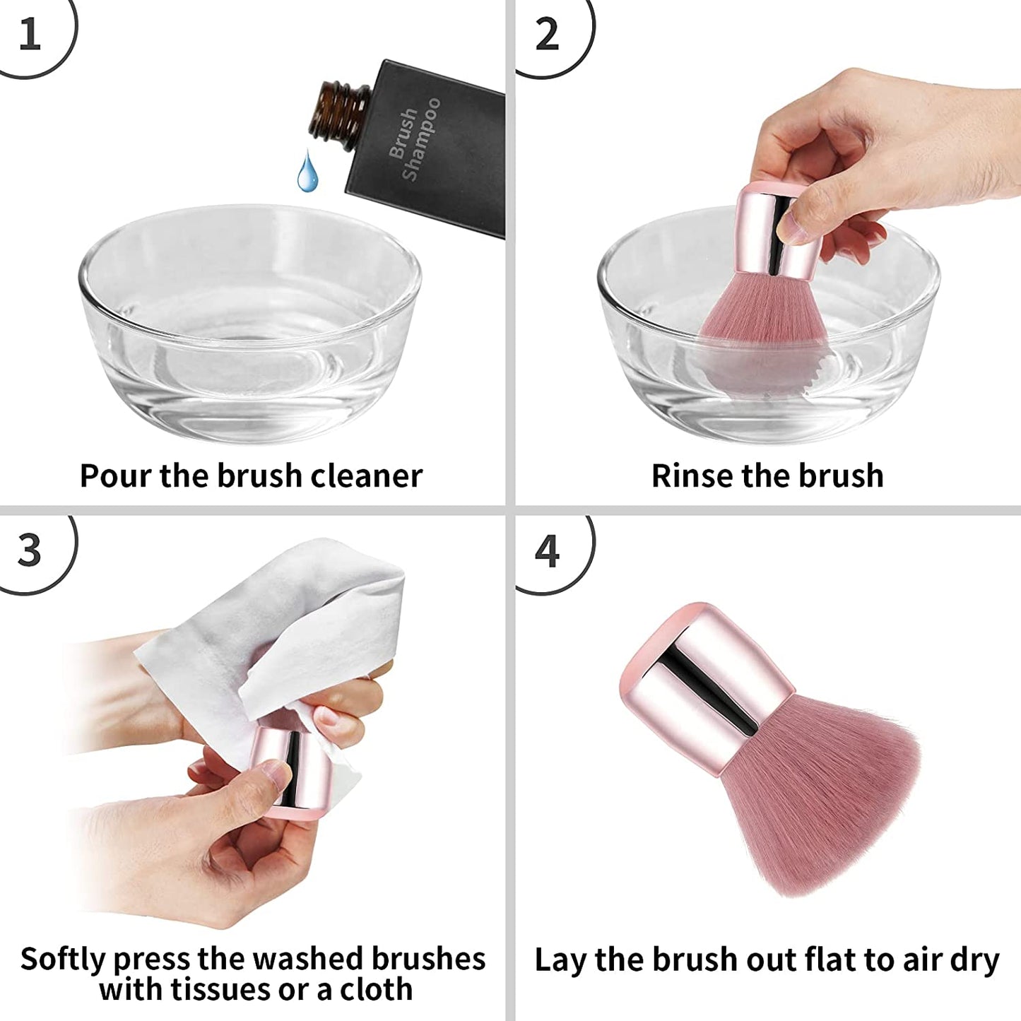 Gleevia Nail Art Dust Powder Remover Brush, Nail Art Dust Cleaner Brush, Soft Kabuki Cleaner Brush for Makeup (Pink)