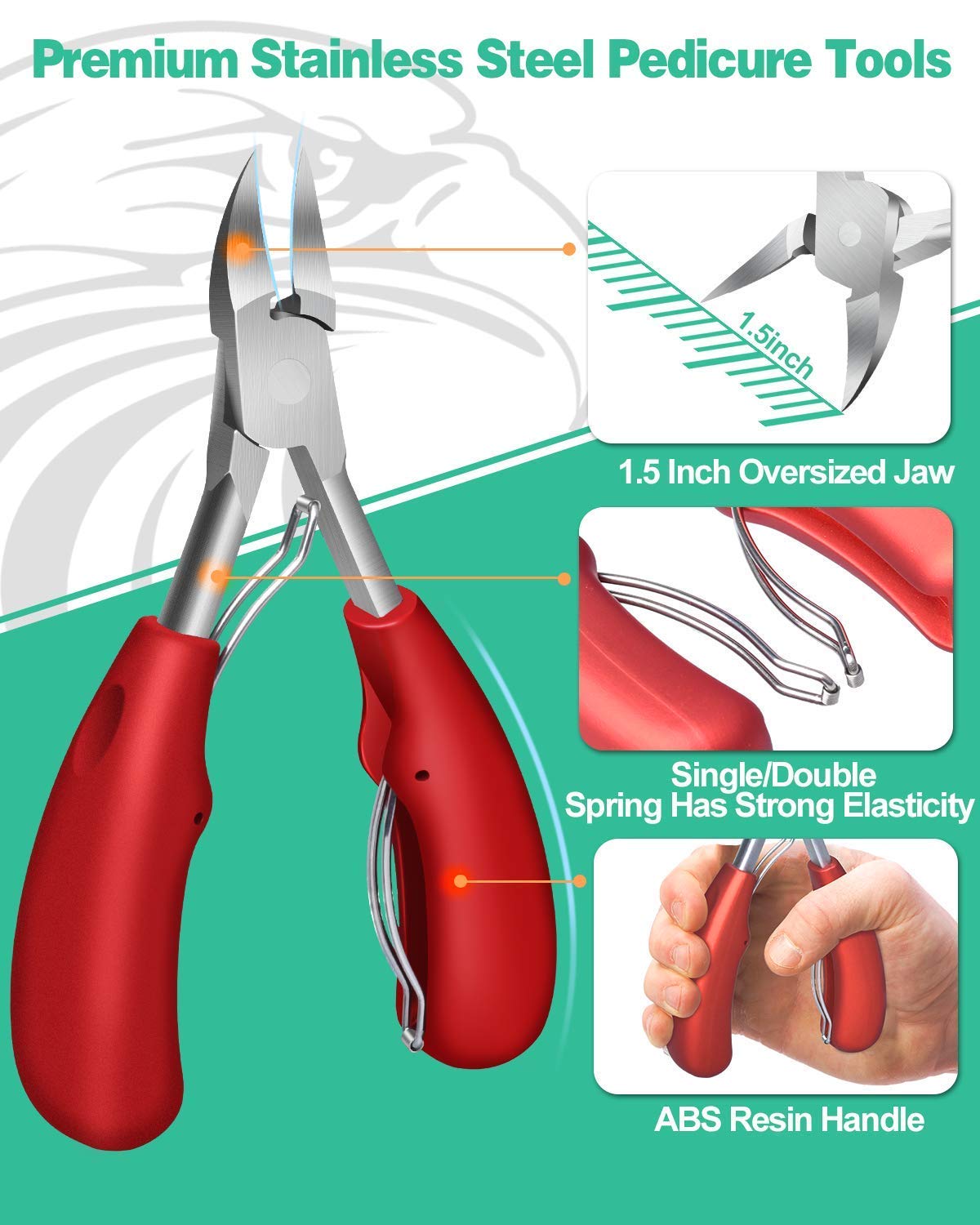 Nail Clippers for Thick or Ingrown Toe Nail,Professional Stainless Steel Toenail Trimmer Nipper for Podiatrist/Men/Women/Seniors/Adult (RED)