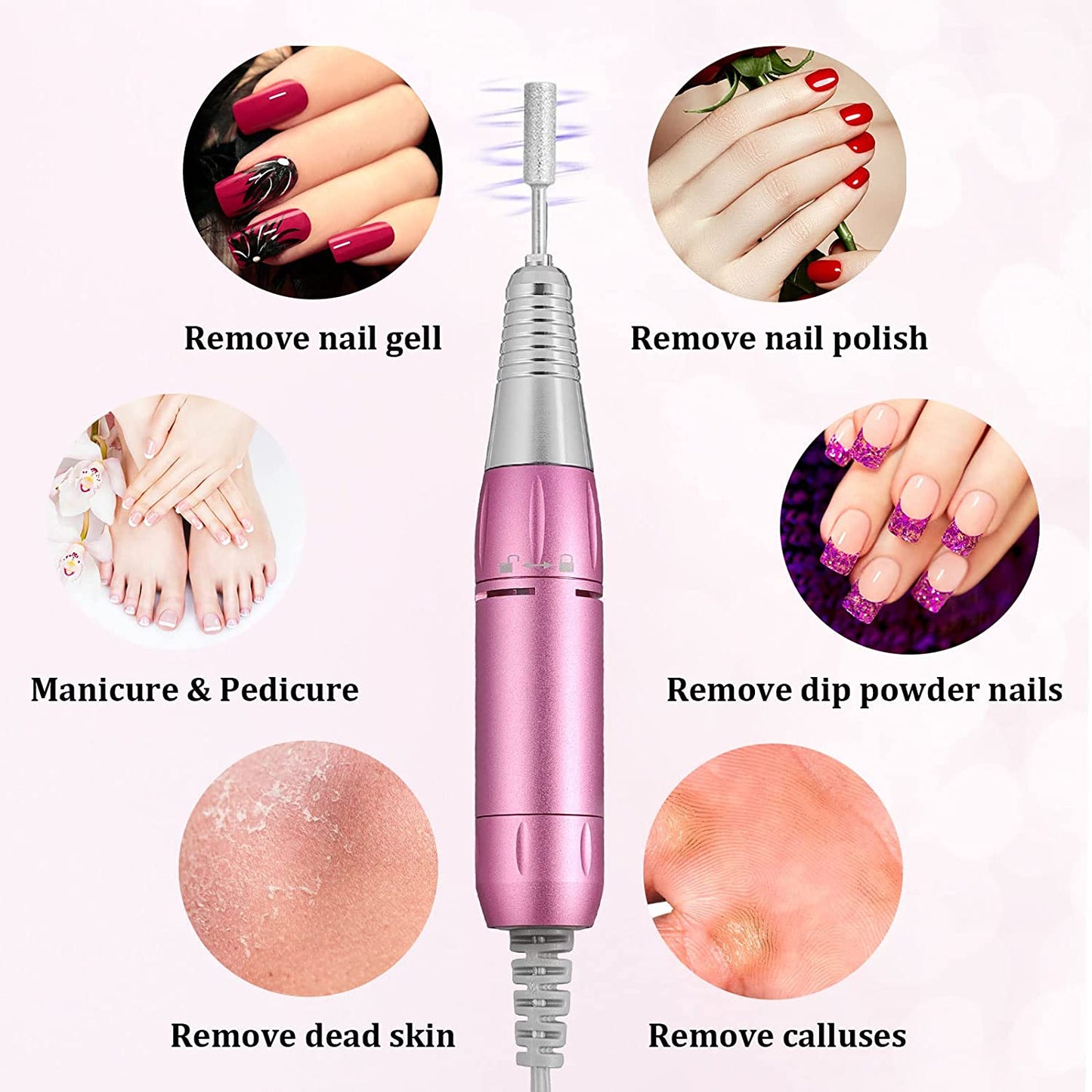 Gleevia Rechargeable 30000 RPM Nail Drill, Electric Nail Drill Kit for Acrylic, Salon Use or Home DIY with 6 Pcs Nail Drill Bits