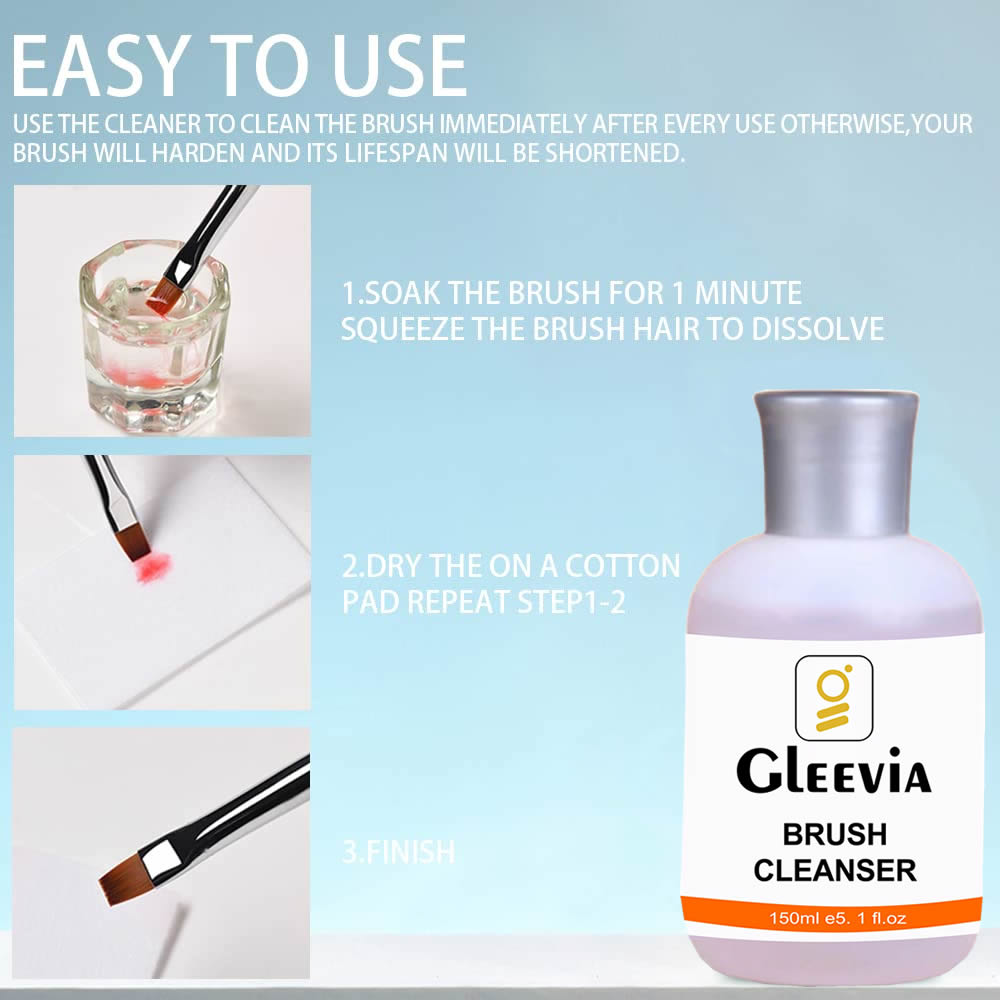 Gleevia Brush Cleaner Liquid for Nail Art Brush Cleaner 150ml