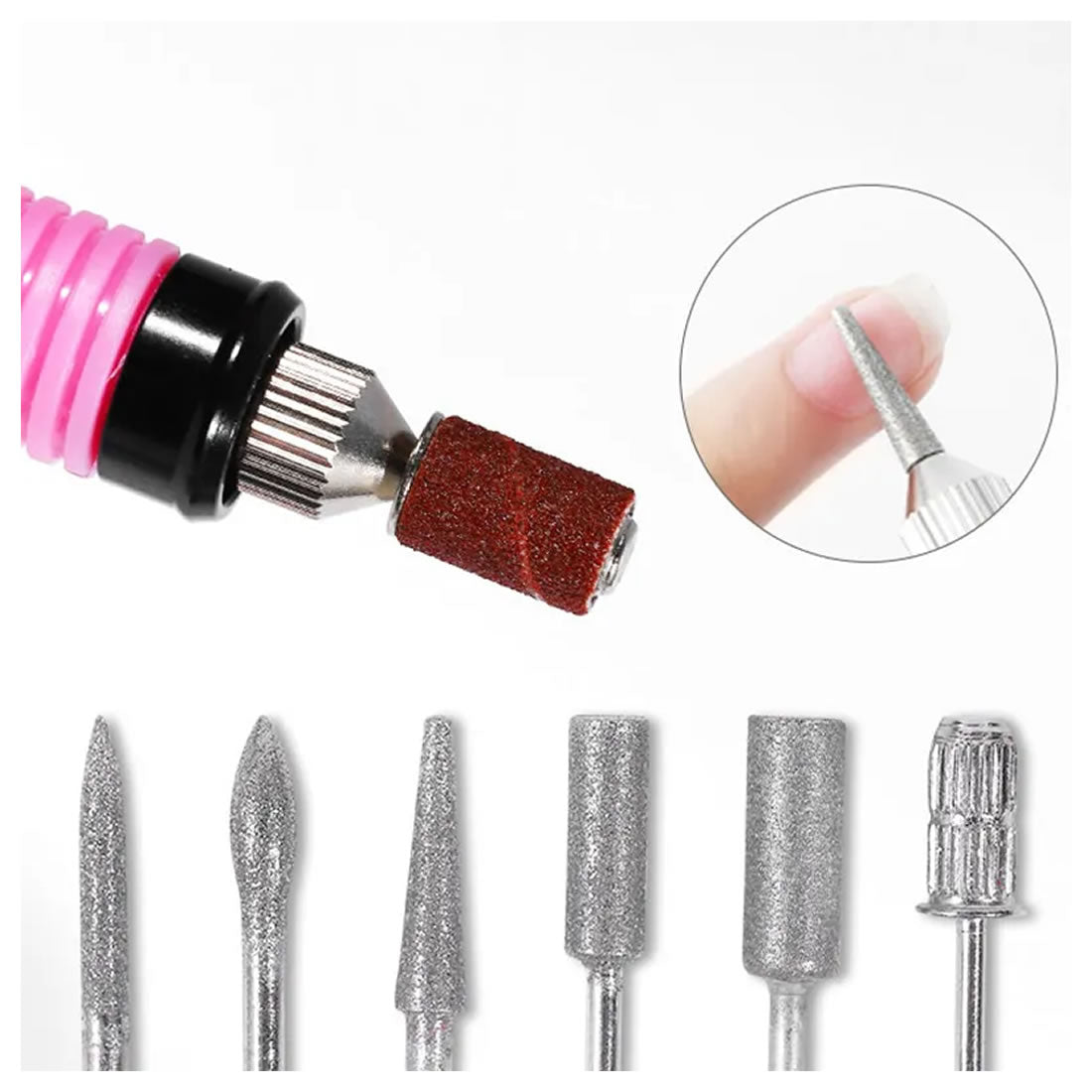 Gleevia Nail Drill Bit Manicure Accessories Electric Acrylic Drill Bits Set Tool (6pcs/Set)