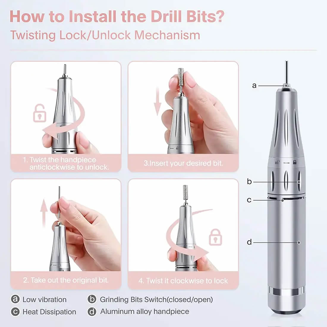 Gleevia Professional Electric Nail Drill Machine, UV201 Rechargeable 35000RPM