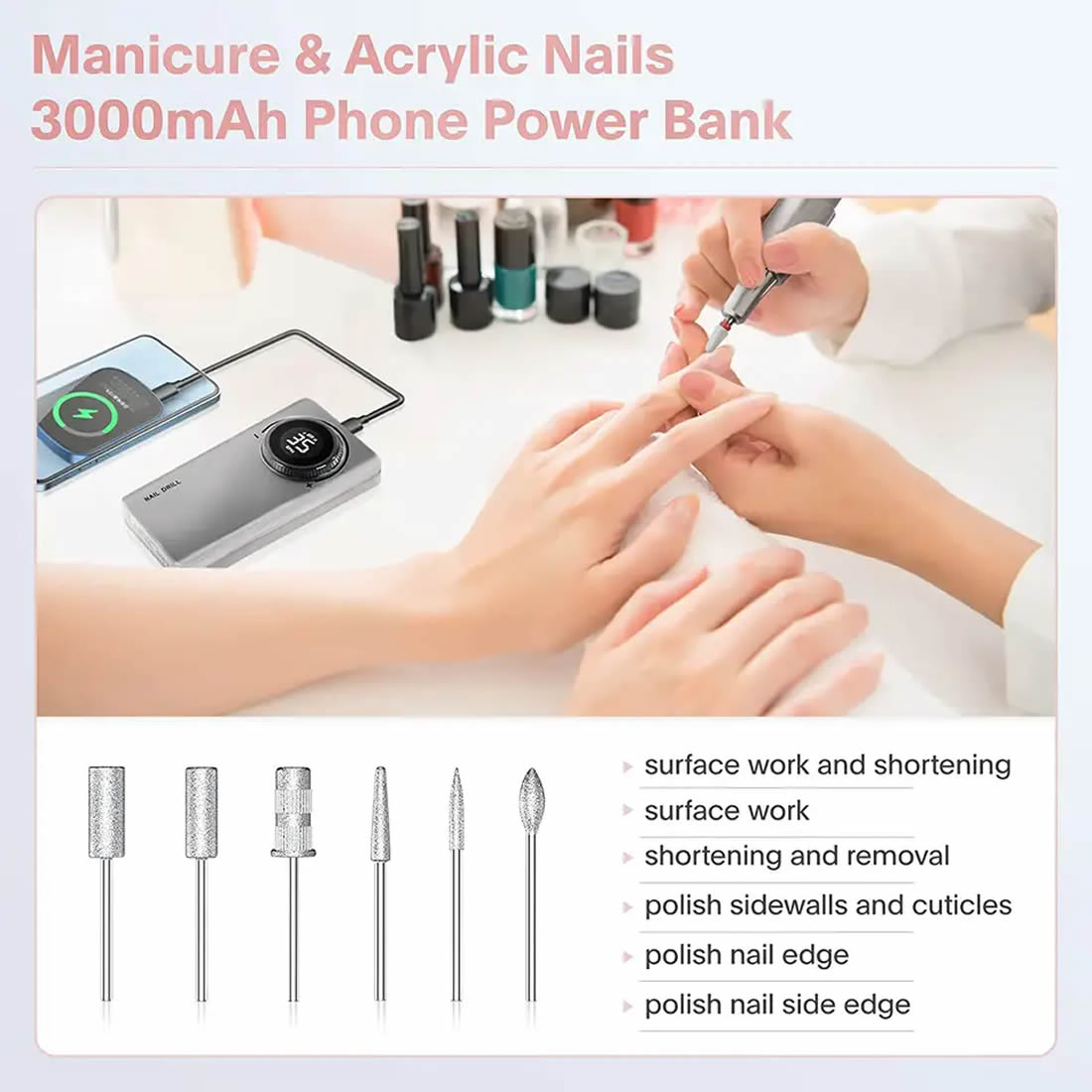 Gleevia Professional Electric Nail Drill Machine, UV201 Rechargeable 35000RPM