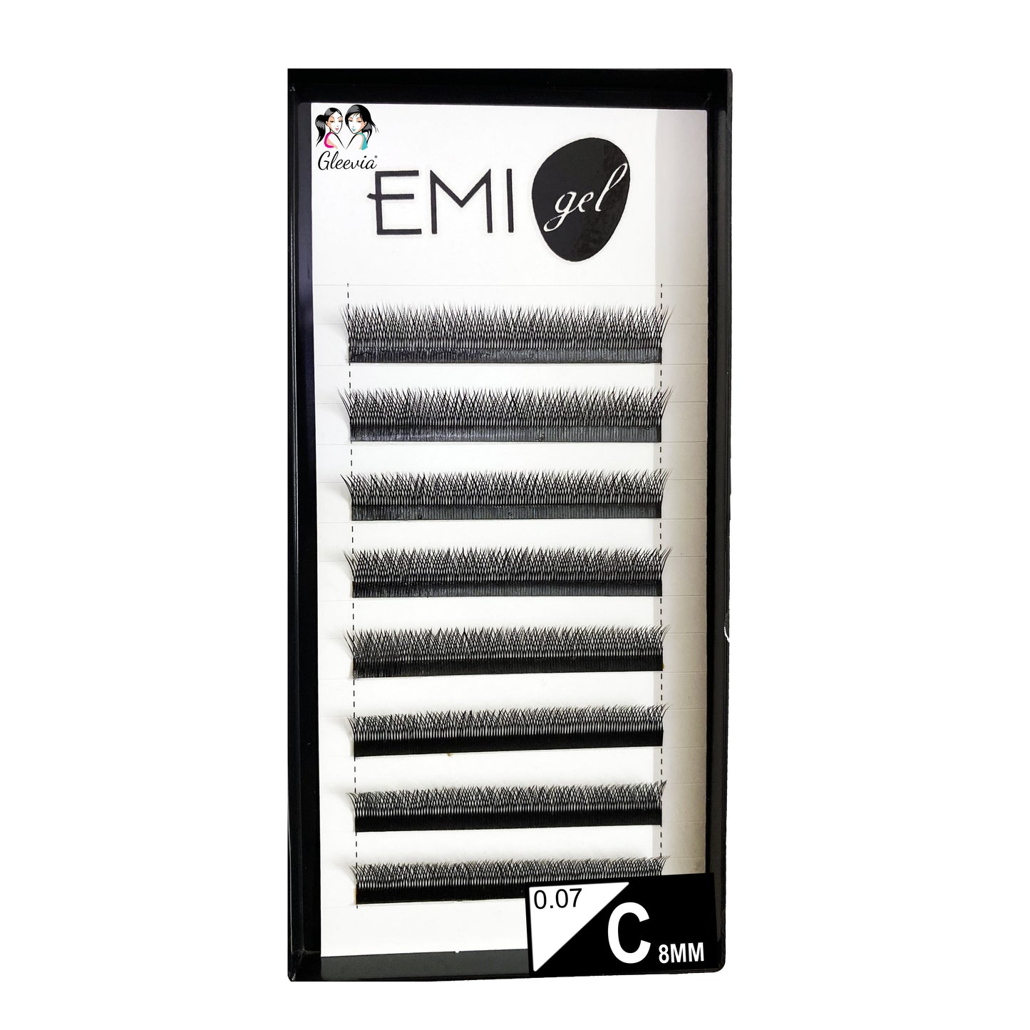 Permanent Curl Eyelashes Extension, 0.07-VY-YY-C8mm Classic Stable Curl (8Row Synthetic Black Eyelash)