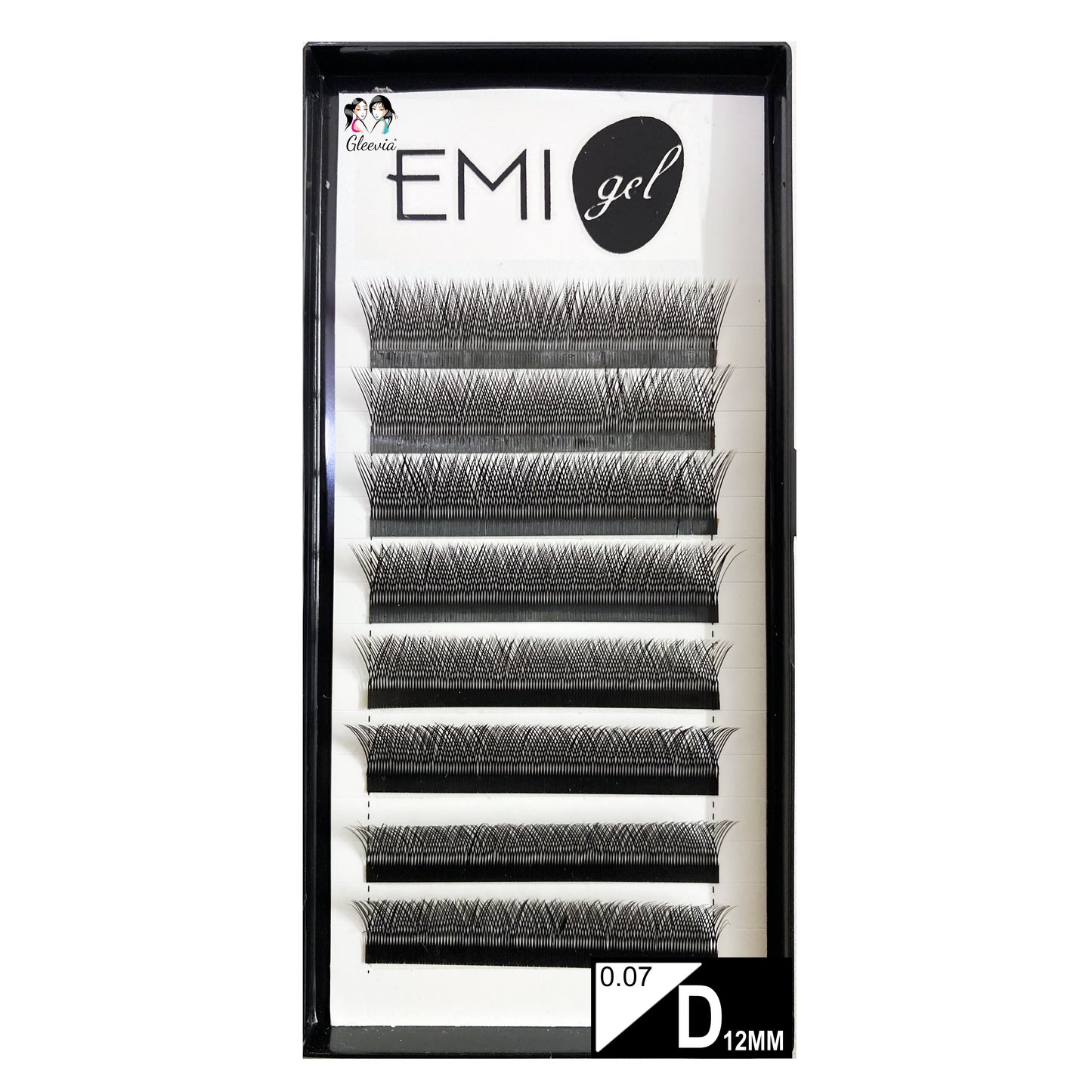 Permanent Curl Eyelashes Extension, 0.07-VY-YY-D12mm Classic Stable Curl (8Row Synthetic Black Eyelash)