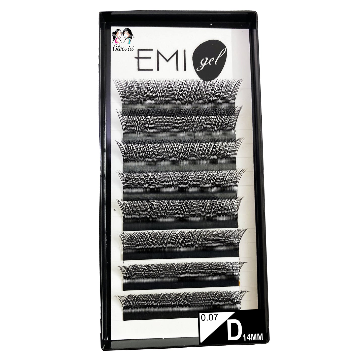 Permanent Curl Eyelashes Extension, 0.07-VY-YY-D14mm Classic Stable Curl (8Row Synthetic Black Eyelash)