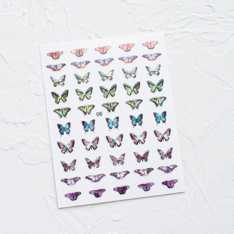 3D Butter Fly Laser Nail Stickers Self Adhesive DIY Nail Art Sticker For Beauty Nail