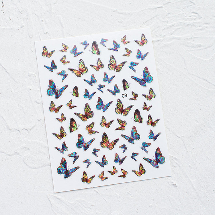 3D Butter Fly Laser Nail Stickers Self Adhesive DIY Nail Art Sticker For Beauty Nail