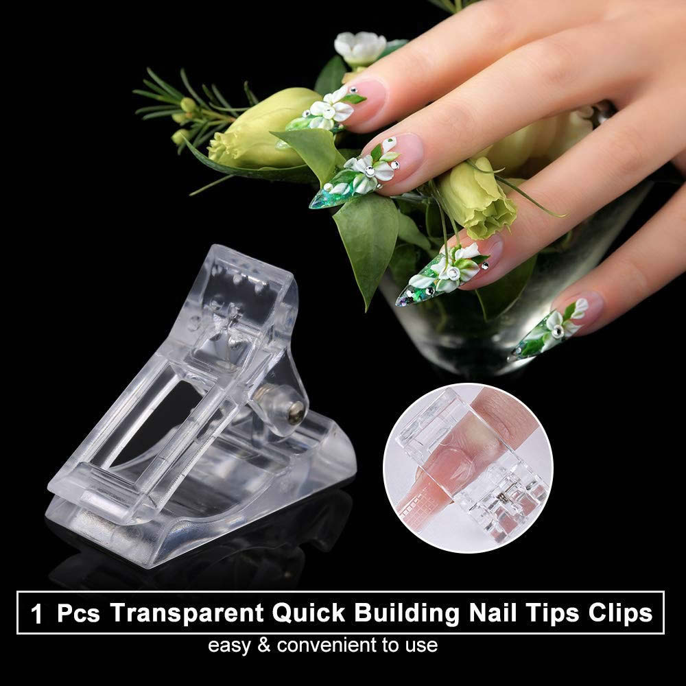 Plastic Nail Clip for Building Polygel Nail Forms Transparent
