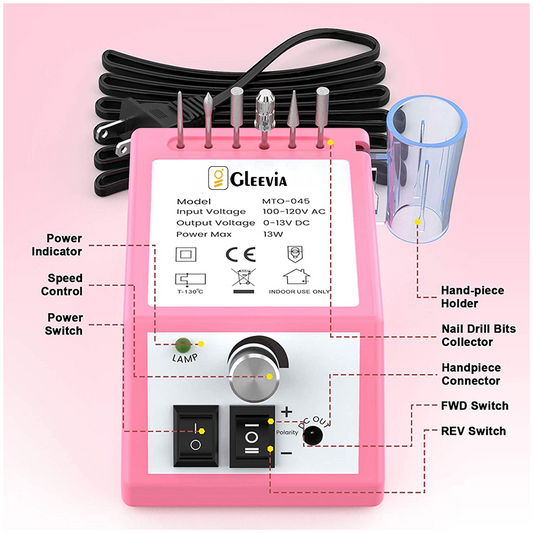 Gleevia Electric Speed Controller Nail Drill Machine Set for Manicure & Pedicure