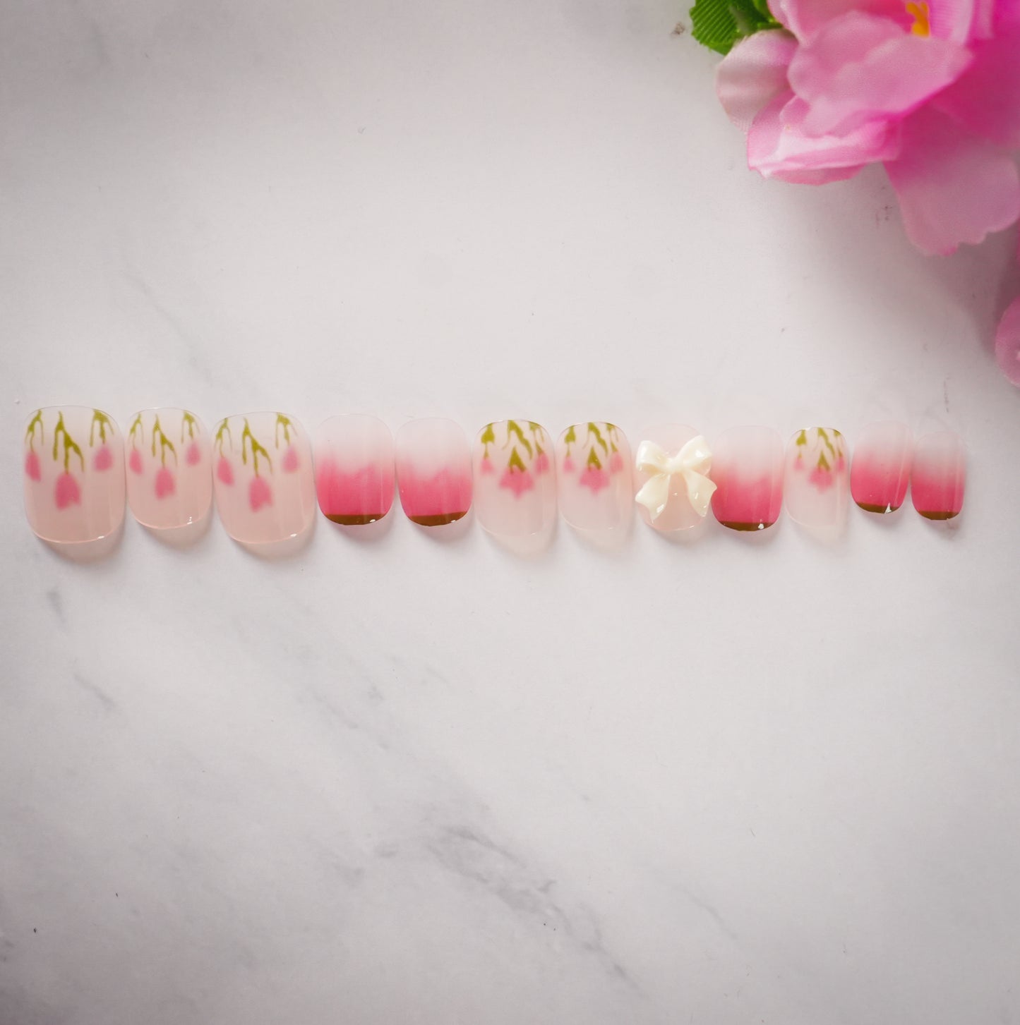 Artificial Press-on Nail Tips | Pre-Designed Reusable Fake Nails with Glue, Pusher & Filer DIY Pack #254