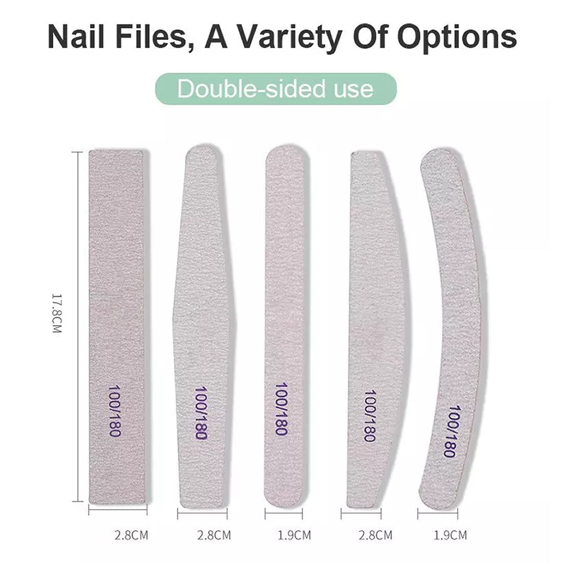 Nail Filer, Professional SandPaper Waterproof Nail Filer 100/180 Set | Combo Pack Fingernail files