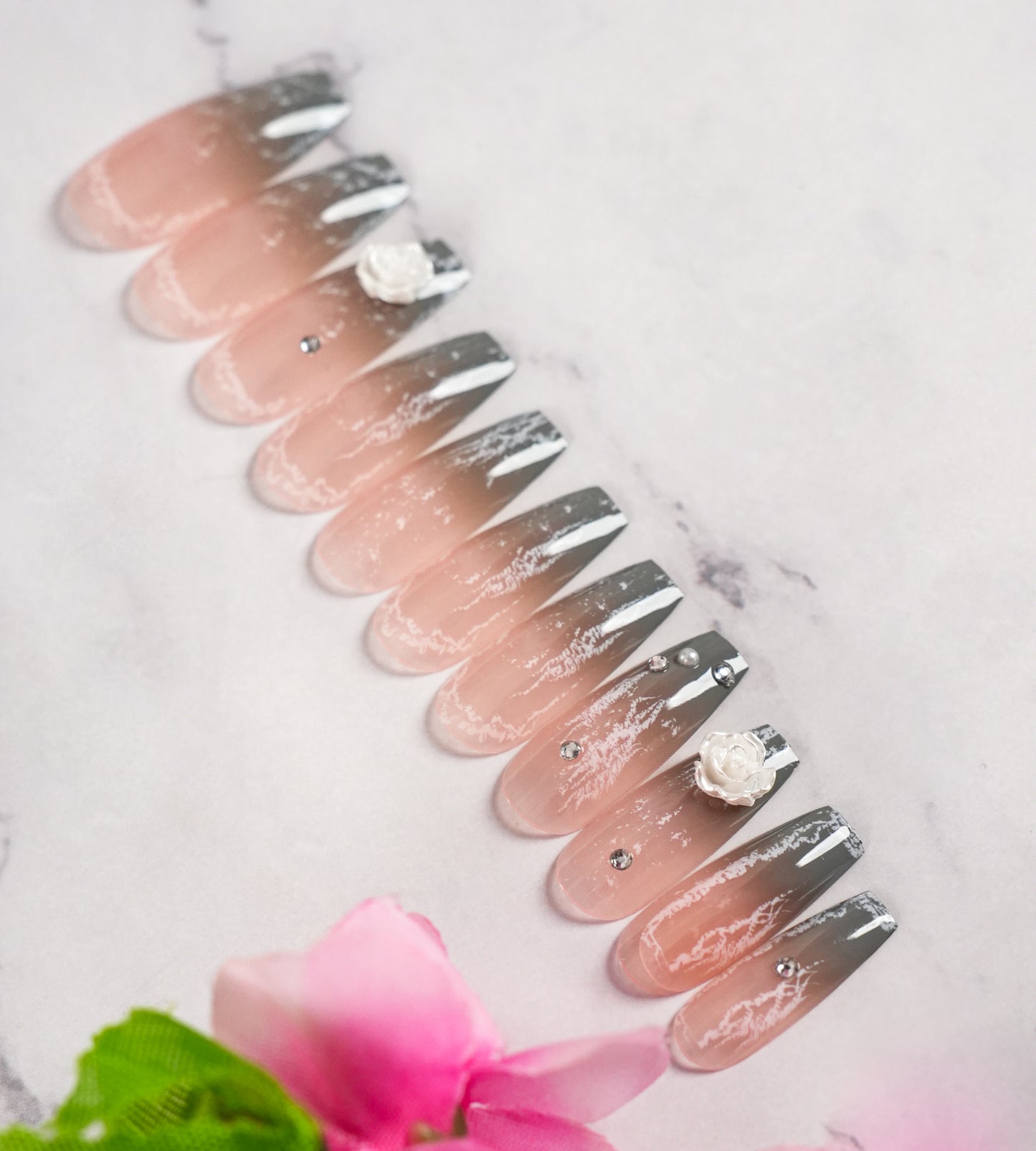 Artificial Press-on Nail Tips | Pre-Designed Reusable Fake Nails with Glue, Pusher & Filer DIY Pack #328