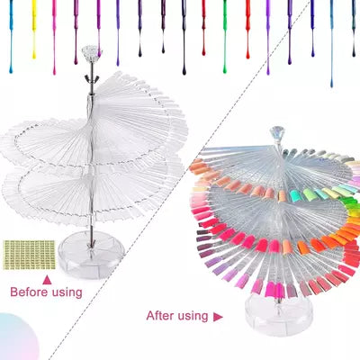 Gleevia Nail Art Practice Tips 50Pc Nail Stick Fan-Shaped False Nails with Circle Buckle (Transparent)