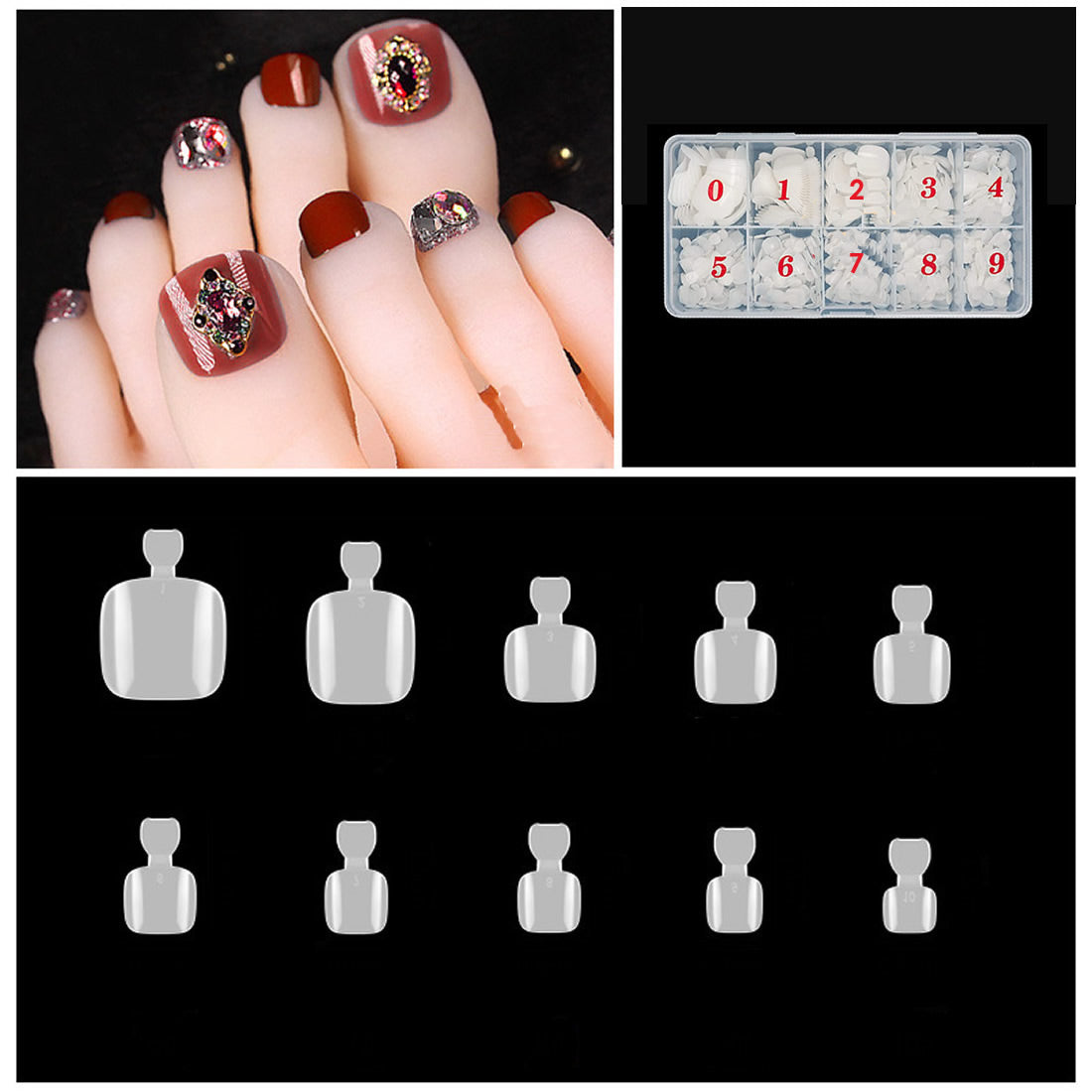 Gleevia Artificial Unbreakable Natural Toe Nail Tips Leg Finger Nail Extension 500pc/Box