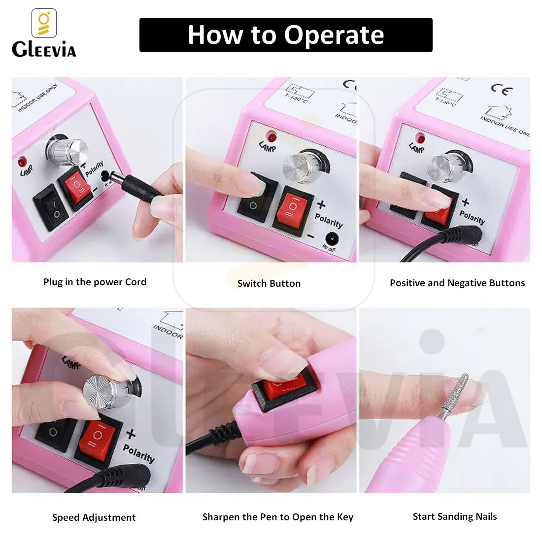 Gleevia Electric Speed Controller Nail Drill Machine Set for Manicure & Pedicure