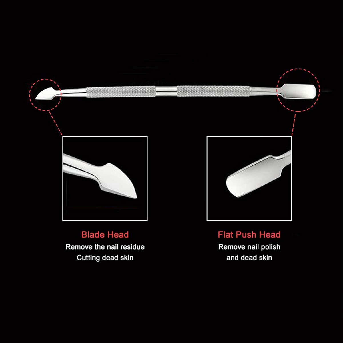 5PCS Cuticle Pusher Set, Stainless Steel Cuticle Remover Kit, Cutter and Trimmer Manicure and Pedicure Tools for Fingernail and Toenails