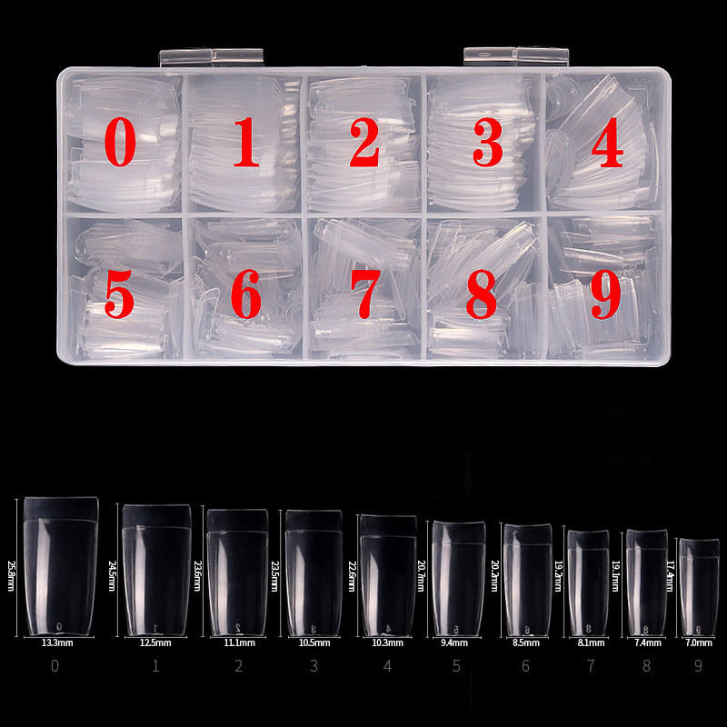 Artificial Unbreakable Clear Long Square Nail Tips Finger Nail Extension 500pc/Box Half Sticker