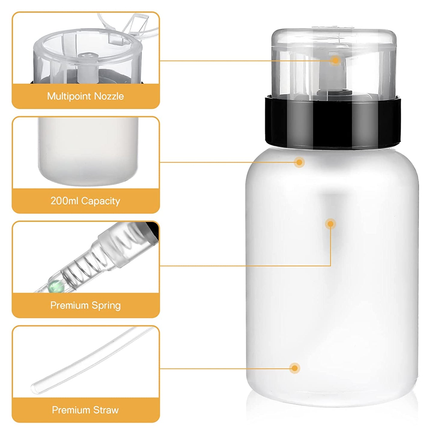 Gleevia Nail Polish Remover Bottle, Acetone Push Down Pump Alcohol Dispenser (3pcs)
