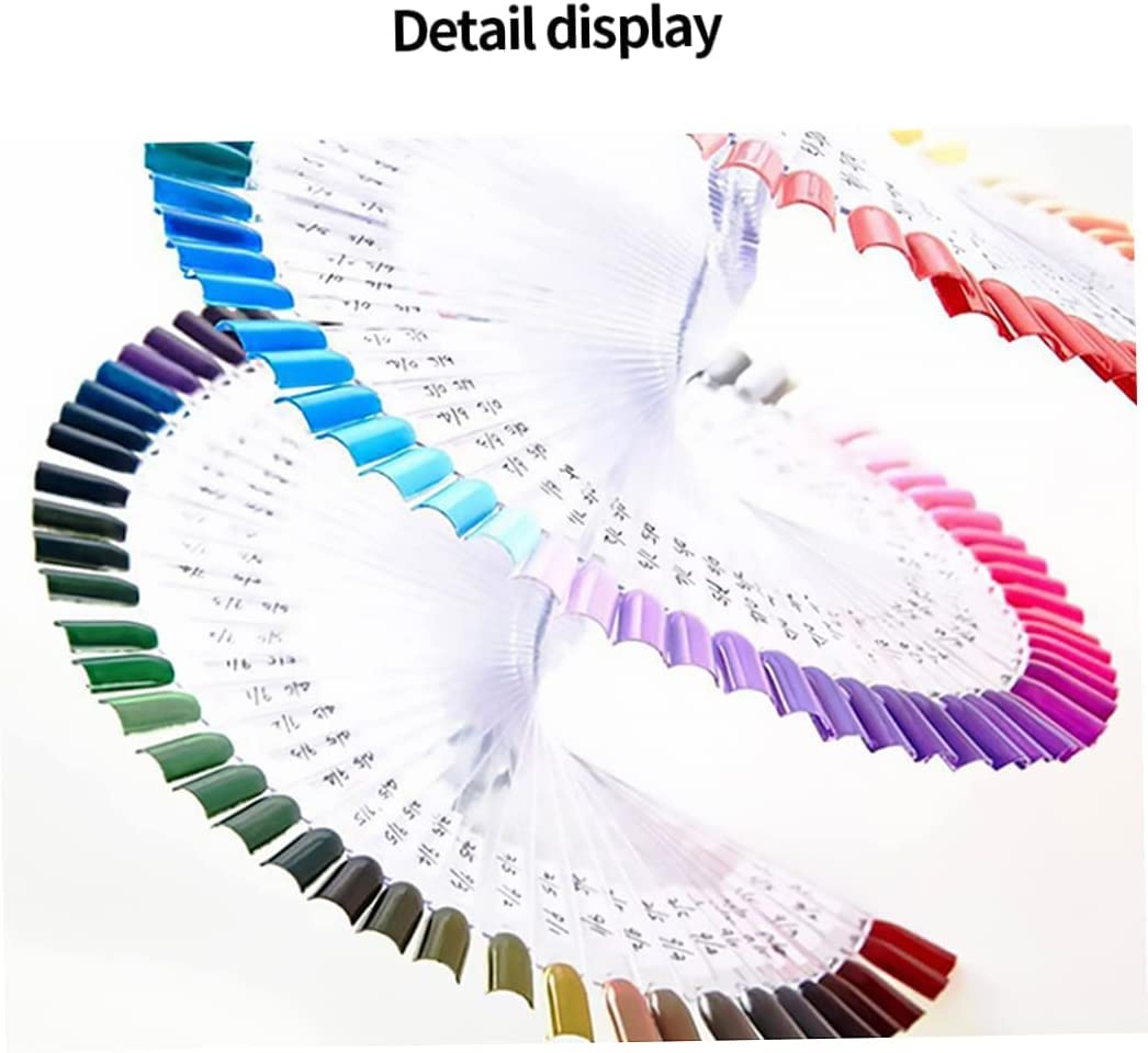 Gleevia Nail Art Practice Tips 50Pc Nail Stick Fan-Shaped False Nails with Circle Buckle (Transparent)