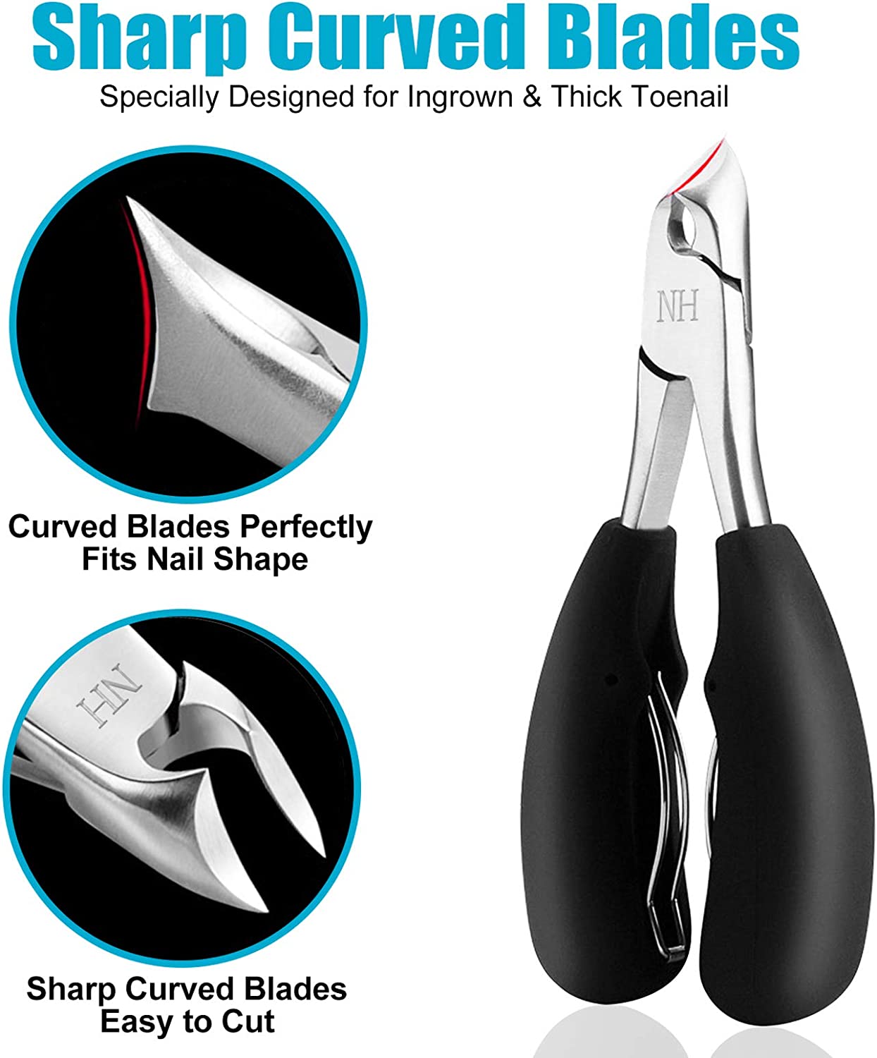 Gleevia Toenail Clippers, Professional Thick & Ingrown Toe Nail Clippers for Men & Seniors, Pedicure Clippers Toenail Cutters, Super Sharp Curved Blade Grooming Tool