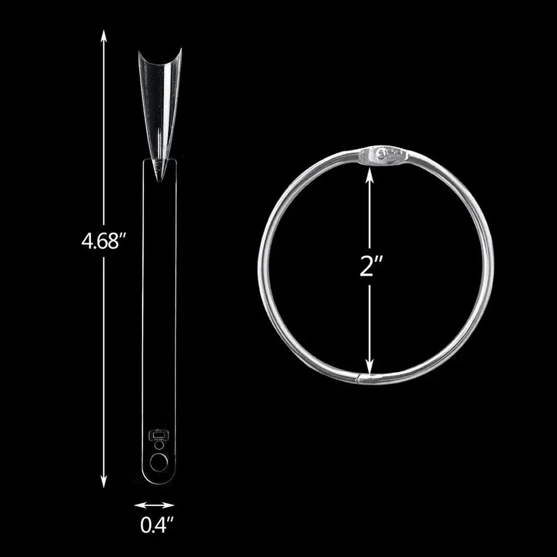 Nail Art Polish Display Practice Stick with Metal Split Ring Holder (50 Sticks)