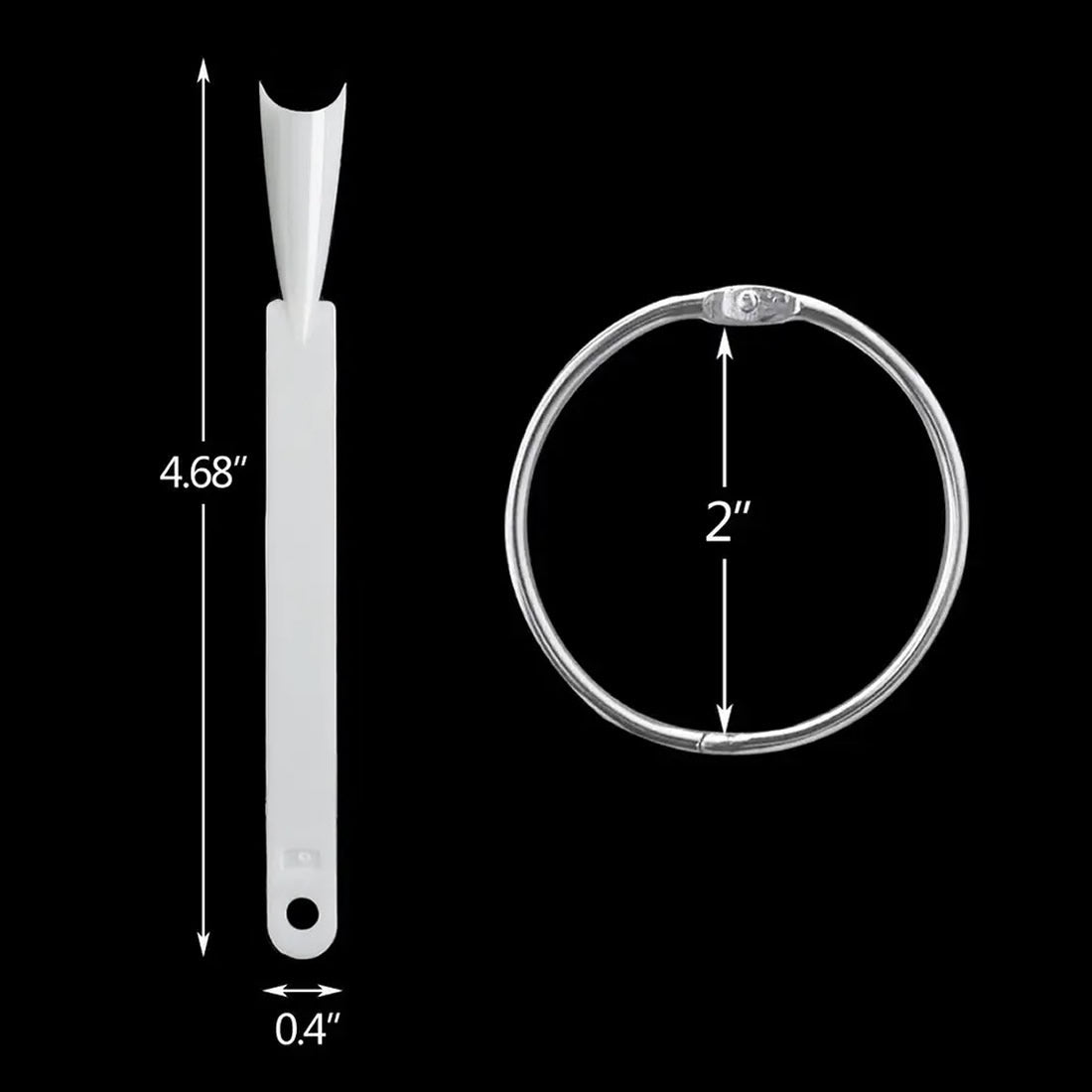 Nail Art Polish Display Practice Stick with Metal Split Ring Holder (50 Sticks)