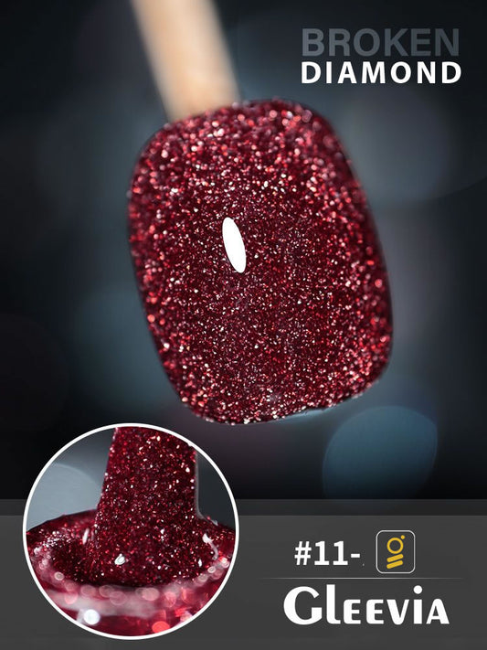 Reflective Glitter Color Flashing Gel Polish UV/LED Lamp Cure | Broken Diamond - Colorful Star Wine Red