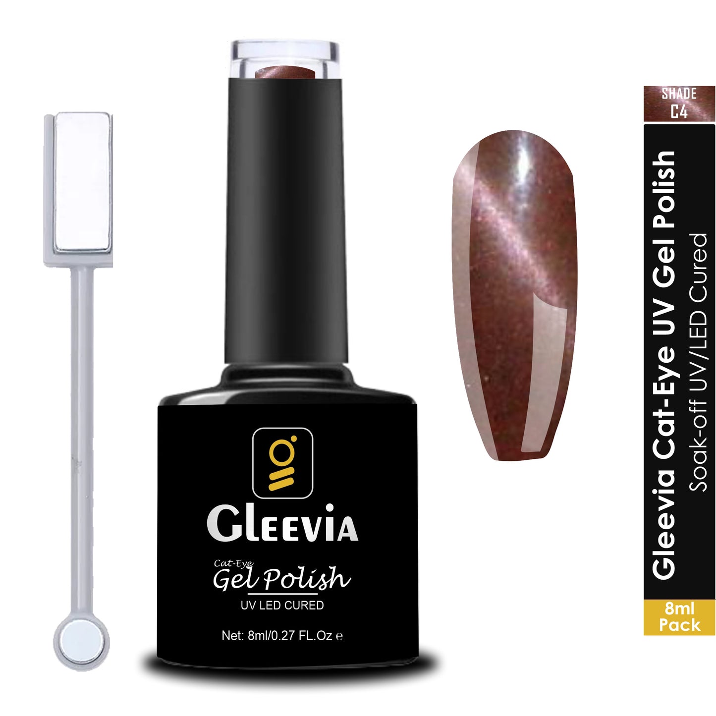 Cat-Eye UV Gel Nail Polish 15ml Brush Bottle with Double Head Magnet Combo Shade C4