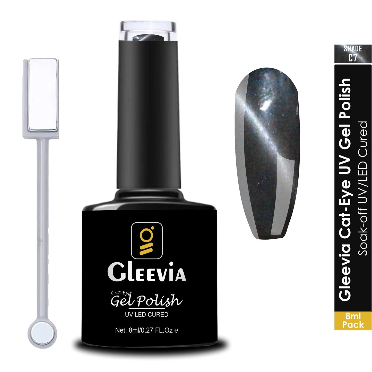 Cat-Eye UV Gel Nail Polish 15ml Brush Bottle with Double Head Magnet Combo Shade C7