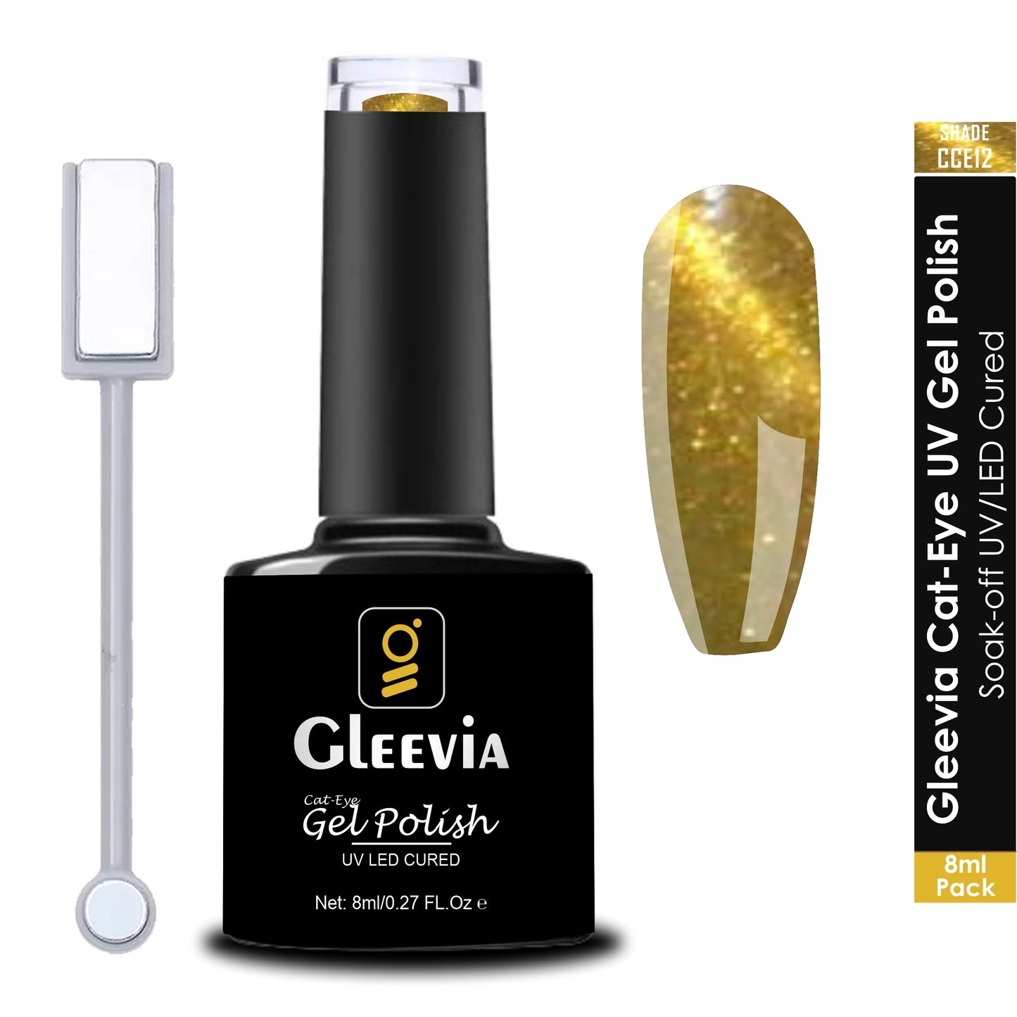 Cat-Eye UV Gel Nail Polish 15ml Brush Bottle with Double Head Magnet Combo Shade CCE12