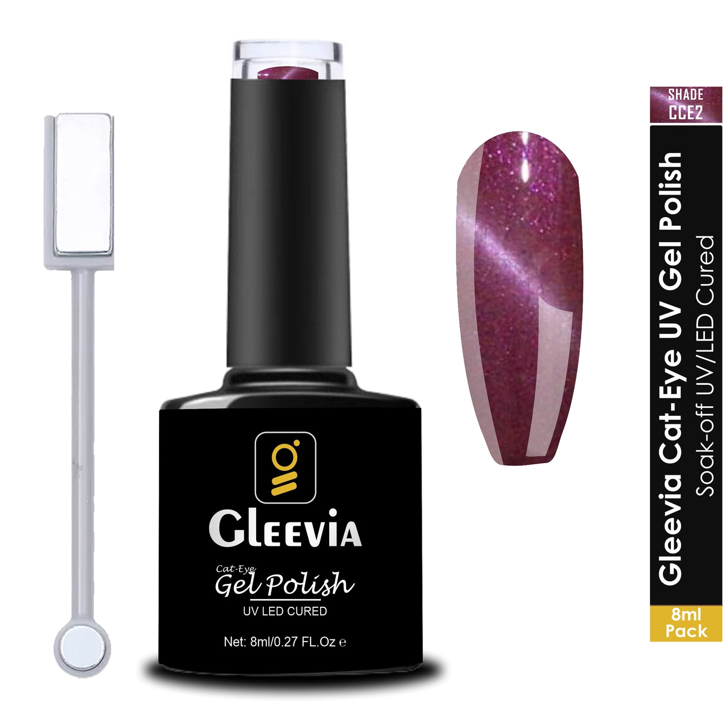 Cat-Eye UV Gel Nail Polish 15ml Brush Bottle with Double Head Magnet Combo Shade CCE2