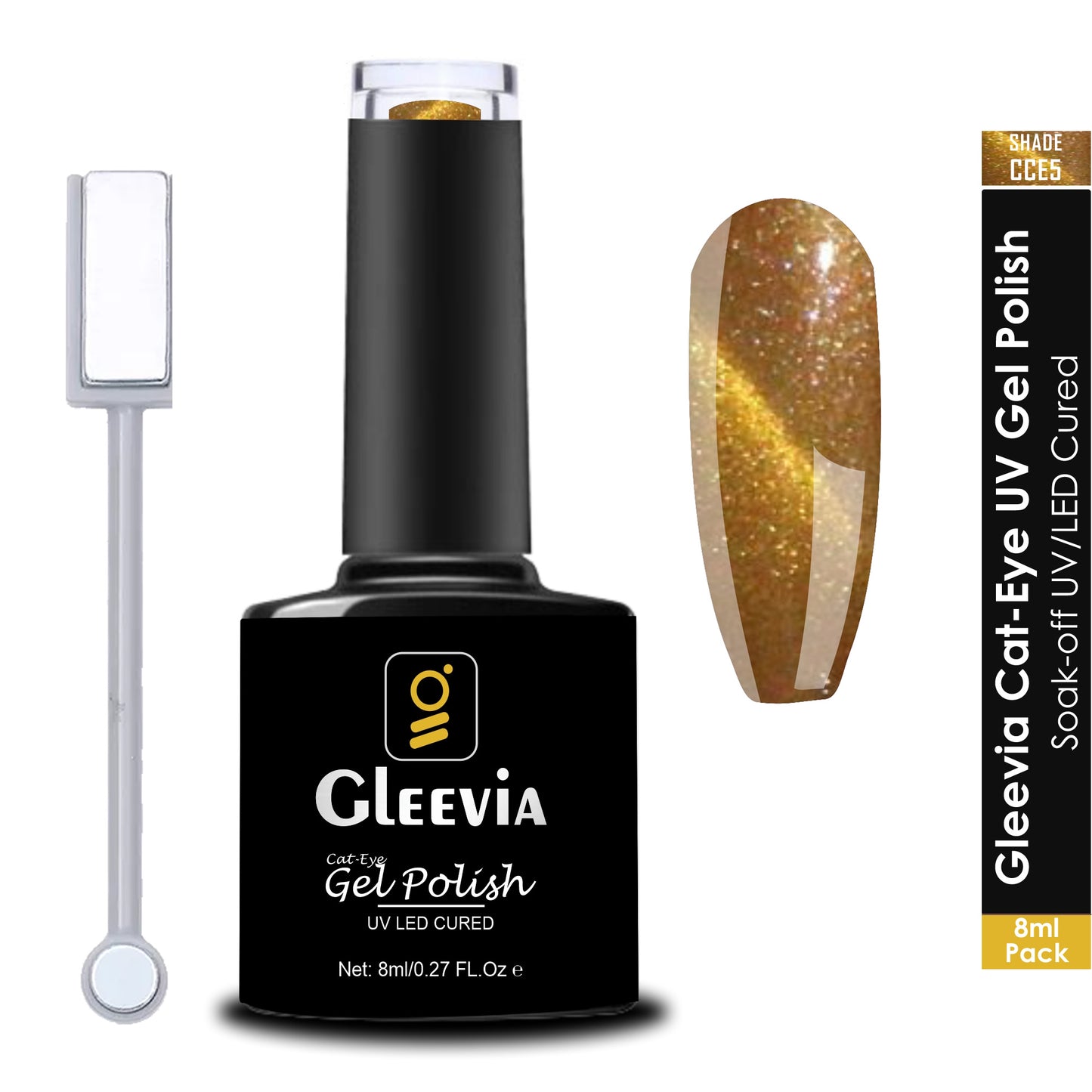 Cat-Eye UV Gel Nail Polish 15ml Brush Bottle with Double Head Magnet Combo Shade CCE5