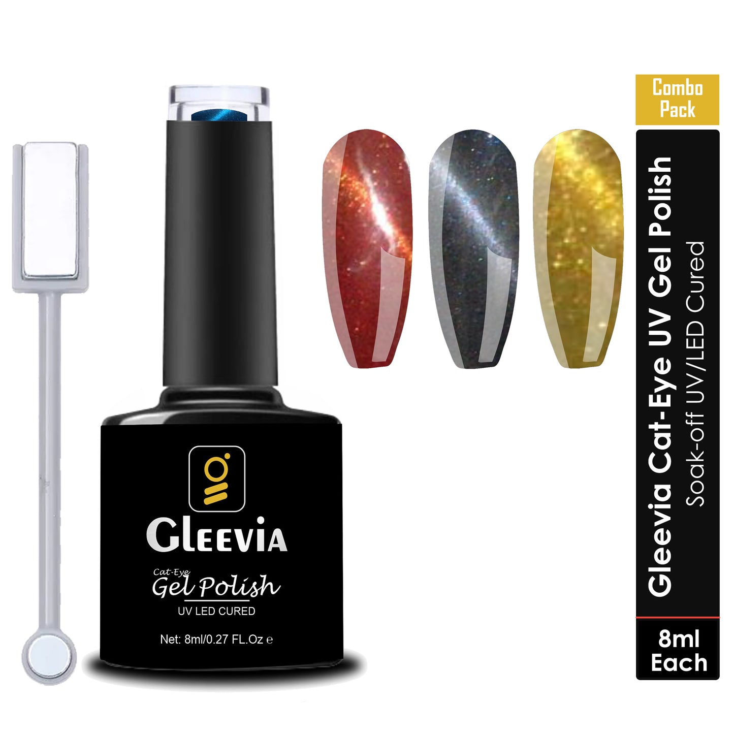 CatEye UV Gel Polish | Magnetic 3D Gel Nail Polish for Professionals 15ml/each Combo Pack (CCE1, CCE2 & CCE3)