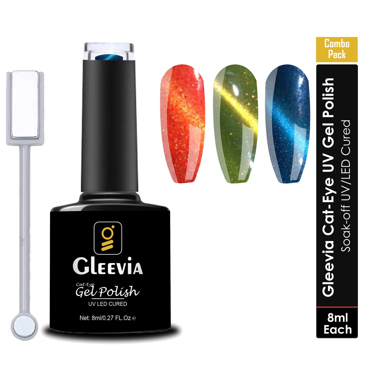 CatEye UV Gel Polish | Magnetic 3D Gel Nail Polish for Professionals 15ml/each Combo Pack (C1,C2 & C3)